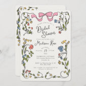 Whimsical Floral Doodle Bridal Shower Invite Einladung (Vorne/Hinten)