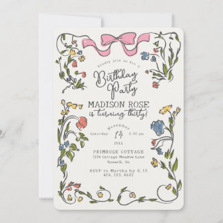 Whimsical Floral Doodle Geburtstagsparty einladen