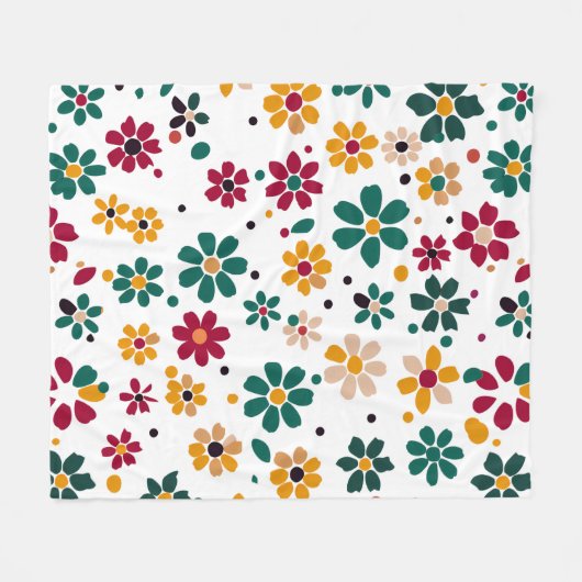 Whimsical Floral Dots Fleecedecke (Vorderseite (Horizontal))