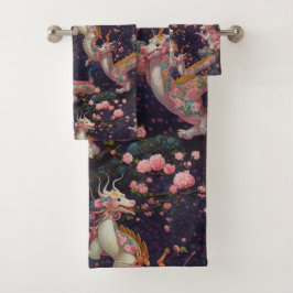 Whimsical Floral Dragons Badhandtuch Set