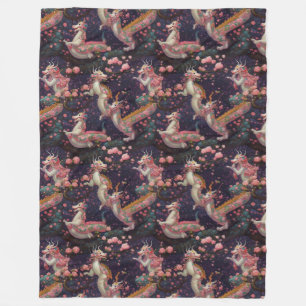 Whimsical Floral Dragons Fleecedecke