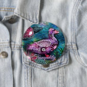 Whimsical Floral Duck Purple Teal Personalized Button (Beispiel)
