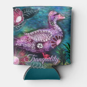 Whimsical Floral Duck Purple Teal Personalized Dosenkühler (Vorderseite)