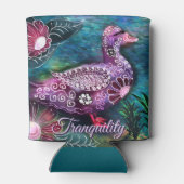 Whimsical Floral Duck Purple Teal Personalized Dosenkühler (Rückseite)