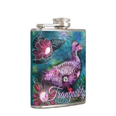 Whimsical Floral Duck Purple Teal Personalized Flachmann (Rechts)