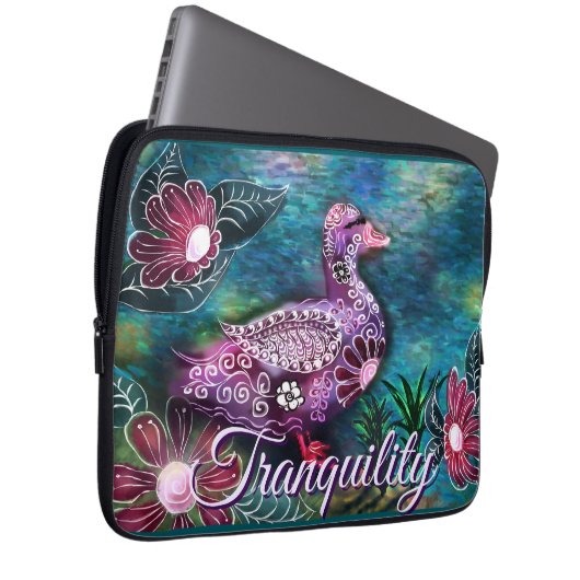 Whimsical Floral Duck Purple Teal Personalized Laptopschutzhülle (Vorne Rechts)