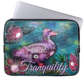 Whimsical Floral Duck Purple Teal Personalized Laptopschutzhülle (Vorderseite)