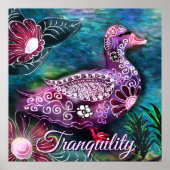 Whimsical Floral Duck Purple Teal Personalized Poster (Vorne)