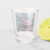 Whimsical Floral Duck Purple Teal Personalized Schnapsglas (Rückseite)