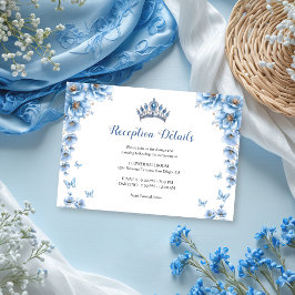 Whimsical Floral Dusty Blue Quinceañera Empfang Begleitkarte
