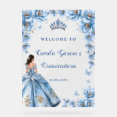 Whimsical Floral Dusty Blue Quinceañera Willkommen Acrylschild (Vorderseite)