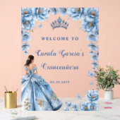 Whimsical Floral Dusty Blue Quinceañera Willkommen Acrylschild (Hochzeit)