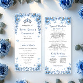 Whimsical Floral Dusty Blue Tiara Quinceañera Programm