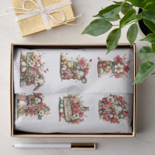 Whimsical Floral Easter for Shells  Decoupage Seidenpapier (Geschenk)