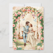 Whimsical Floral Elegant Cupid Wedding Einladung (Rückseite)