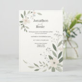 Whimsical Floral Elegante Hochzeit Einladung (Stehend Vorderseite)