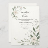 Whimsical Floral Elegante Hochzeit Einladung (Vorne/Hinten)
