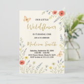 Whimsical Floral Erster Geburtstag Einladung (Stehend Vorderseite)