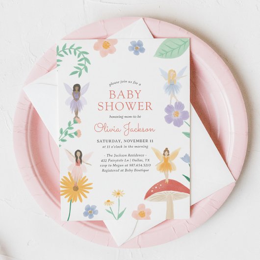 Whimsical Floral Fairy Baby Dusche Einladung