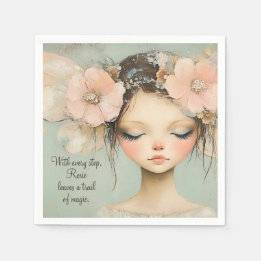 Whimsical Floral Fairy Butterfly Wings Custom Serviette