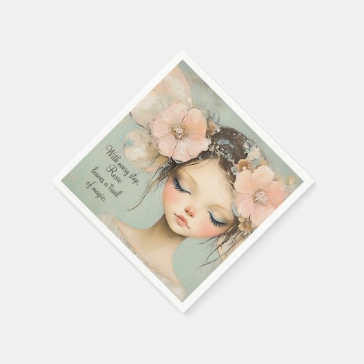 Whimsical Floral Fairy Butterfly Wings Custom Serviette (Ecke)