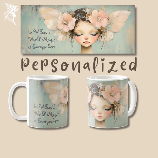 Whimsical Floral Fairy Butterfly Wings Individuell Kaffeetasse