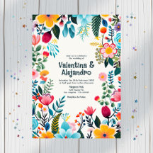 Whimsical Floral Fiesta Wedding Foto und QR Code