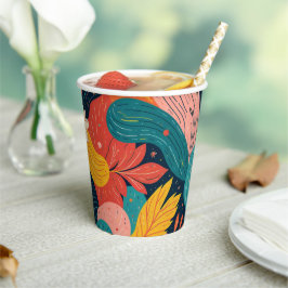 Whimsical Floral Flow Papiertasse Pappbecher