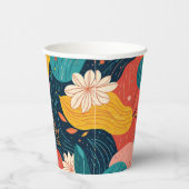 Whimsical Floral Flow Papiertasse Pappbecher (Rechts)