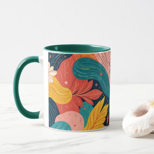 Whimsical Floral Flow Tasse (Mit Donut)