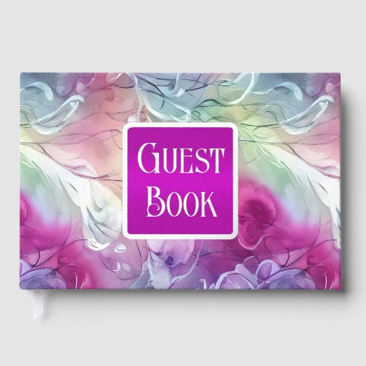 Whimsical floral flüssig Süßerbse Blume reale Foli Gästebuch (Vorderseite)