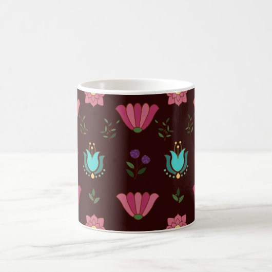 Whimsical Floral Folk Tasse (Mittel)