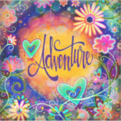 Whimsical Floral Fun Hübsches Abenteuer Aufkleber (Vorderseite)