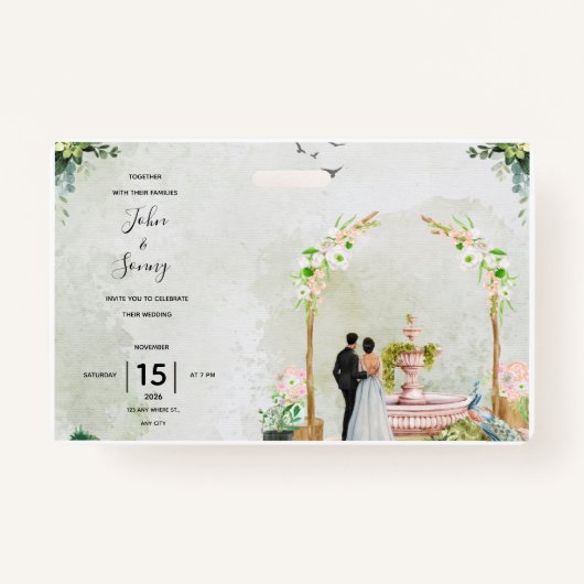 Whimsical Floral Garden Wedding Invitation – Elega Ausweis (Vorderseite)
