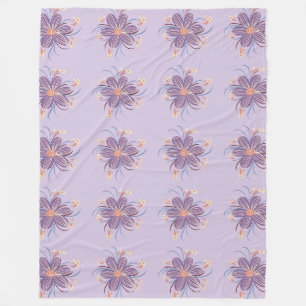 Whimsical Floral Grid Fleecedecke