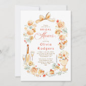 Whimsical Floral Hand Drawn Bow Fall Bridal Shower Einladung (Vorderseite)