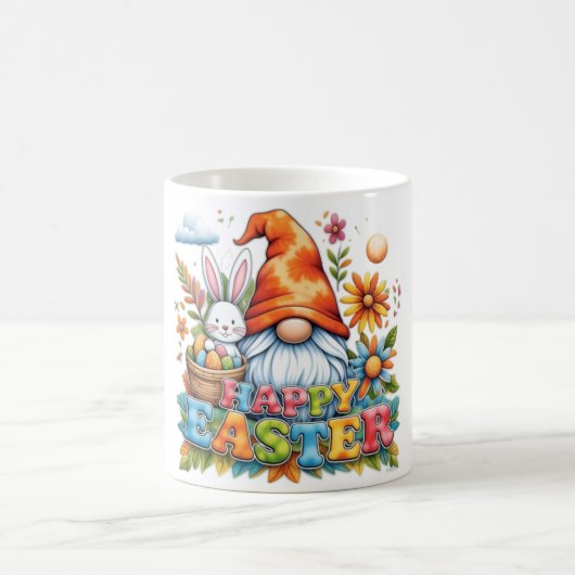 Whimsical Floral Happy Ostergnome und Bunny Kaffeetasse (Mittel)