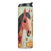Whimsical Floral Horse Design Thermosbecher (Nach links gedreht)