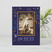 Whimsical Floral Illustration Garden Foto Hochzeit Save The Date (Stehend Vorderseite)