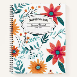 Whimsical Floral-Komposition-Notebook Notizblock