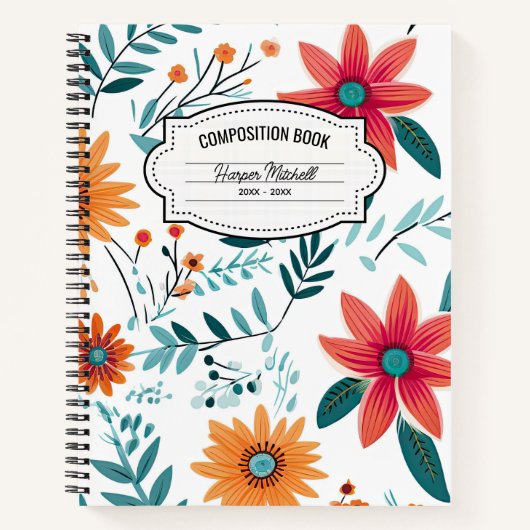 Whimsical Floral-Komposition-Notebook Notizblock (Vorderseite)