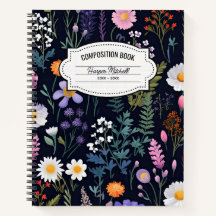 Whimsical Floral-Komposition-Notebook