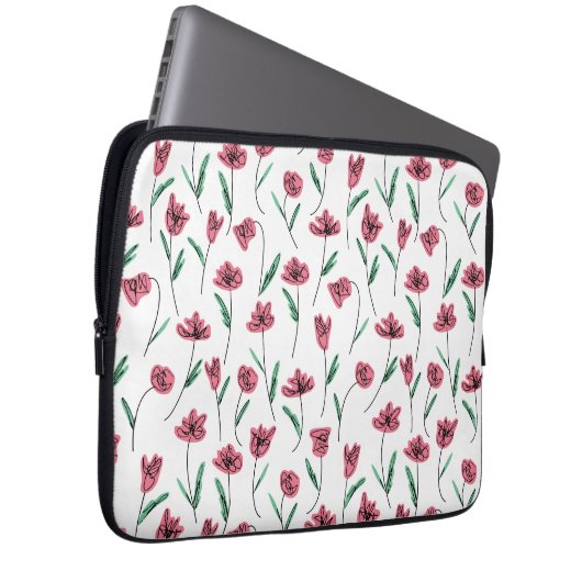 Whimsical Floral Laptop Case - Scribbly Blume (Vorne Rechts)
