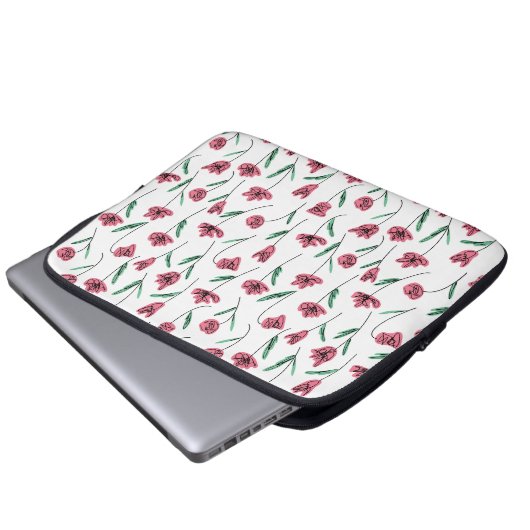 Whimsical Floral Laptop Case - Scribbly Blume (Vorne Knopf)
