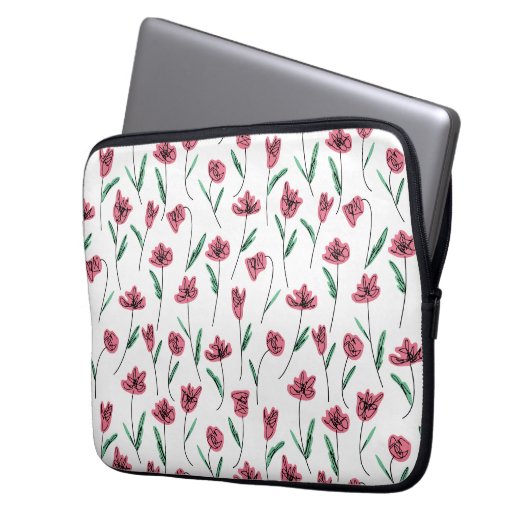 Whimsical Floral Laptop Case - Scribbly Blume (Vorderseite Links)