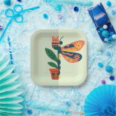 Whimsical floral Libellen-Design Pappteller (Party)