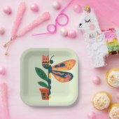 Whimsical floral Libellen-Design Pappteller (Party)