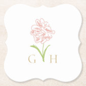 Whimsical Floral Line gezeichnet Rose Hochzeit Untersetzer (Vorderseite)