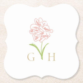 Whimsical Floral Line gezeichnet Rose Hochzeit Untersetzer