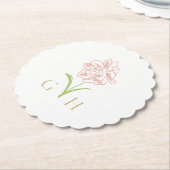 Whimsical Floral Line gezeichnet Rose Hochzeit Untersetzer (angewinkelt)
